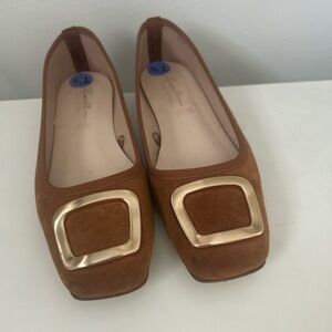 Chic Brown Flats with Gold Detail